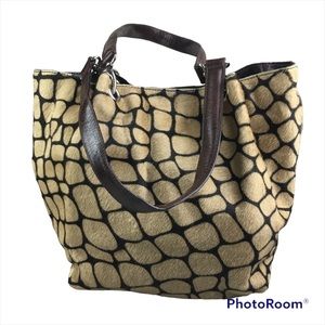 Maurizio Taiuti calf fur geometric leather tote bag